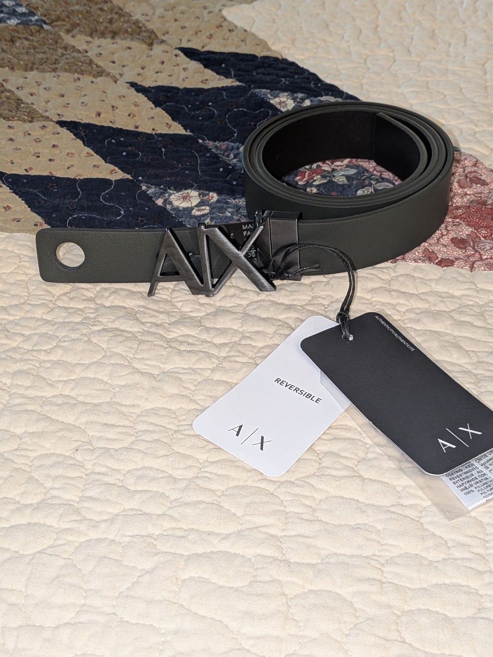 A/X Armani Exchange Men's Reversible Olive and Brown Belt